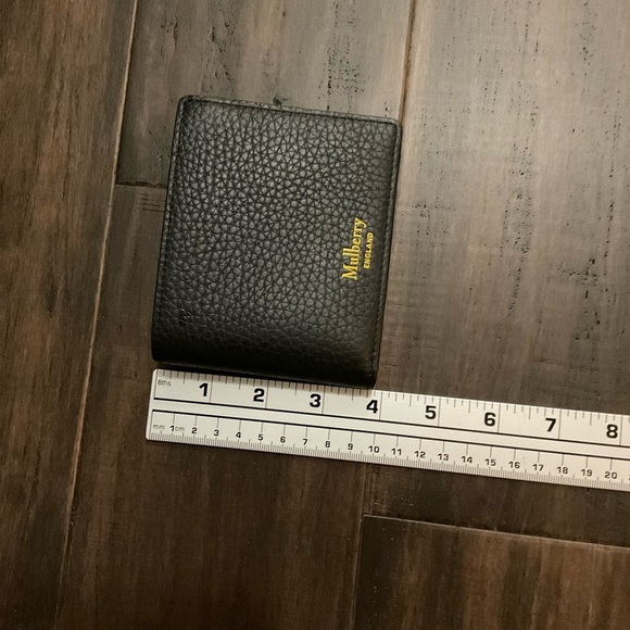 Mulberry Men Black Yellow 8 Card Trifold Heavy Grain Leather Wallet - Picture 6 of 7